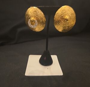 Schiaparelli Inspired Gold Textured Disc Women's Earrings